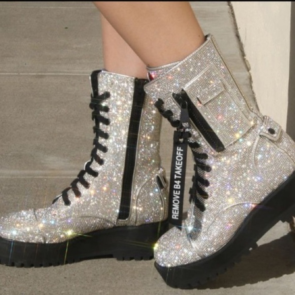 Dolls Kill Billionaire Bling Crystal Boots